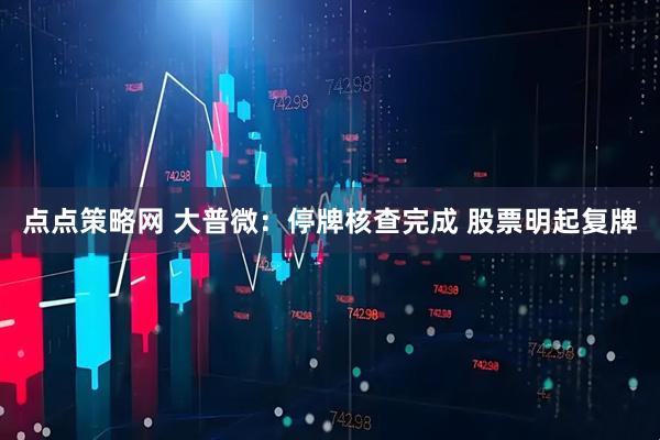 点点策略网 大普微：停牌核查完成 股票明起复牌
