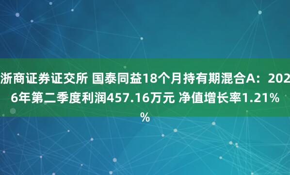 浙商证券证交所 国泰同益18个月持有期混合A：2026年第二季度利润457.16万元 净值增长率1.21%